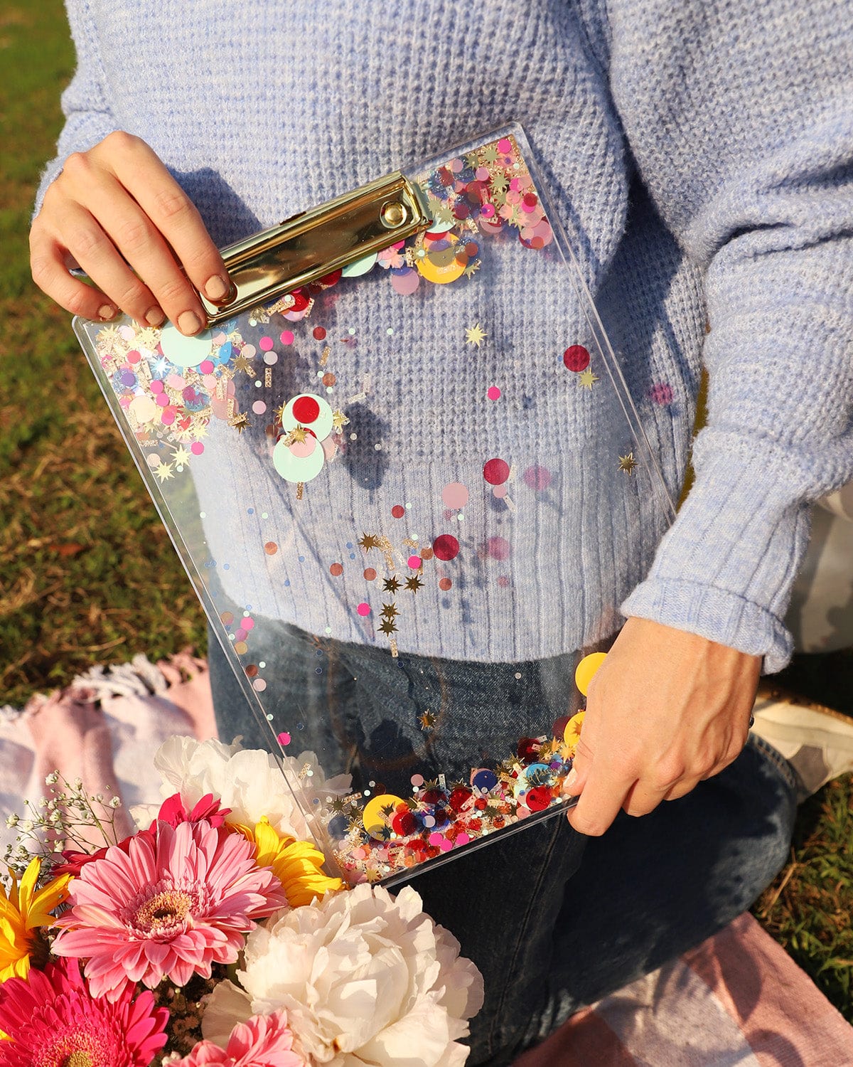 Rainbow Confetti Acrylic Clipboard