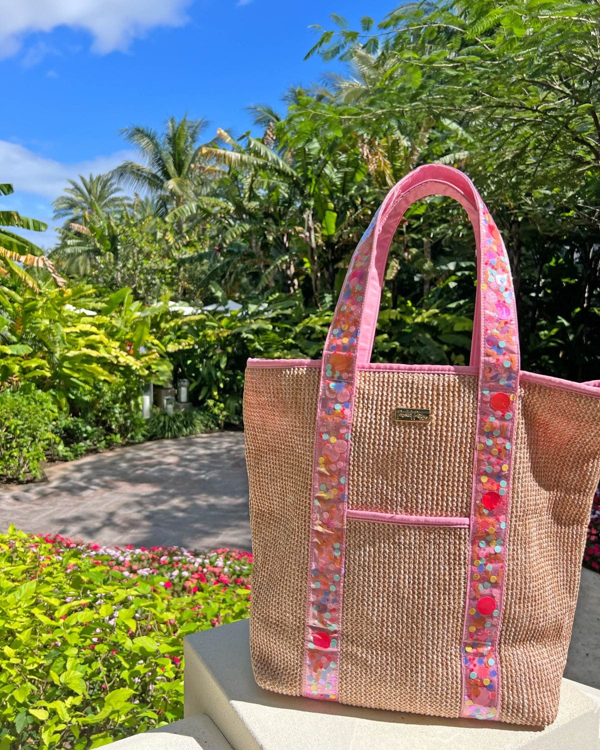 Ratan Woven Confetti Tote Bag
