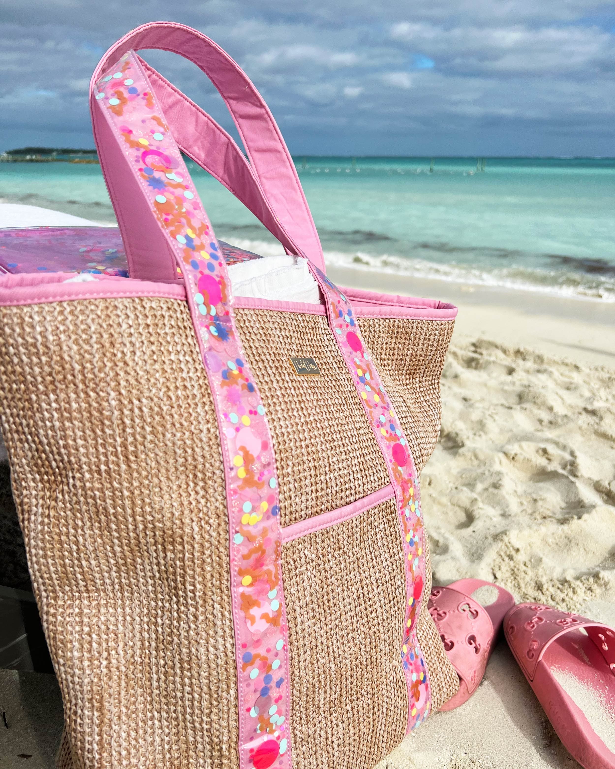 Ratan Woven Confetti Tote Bag