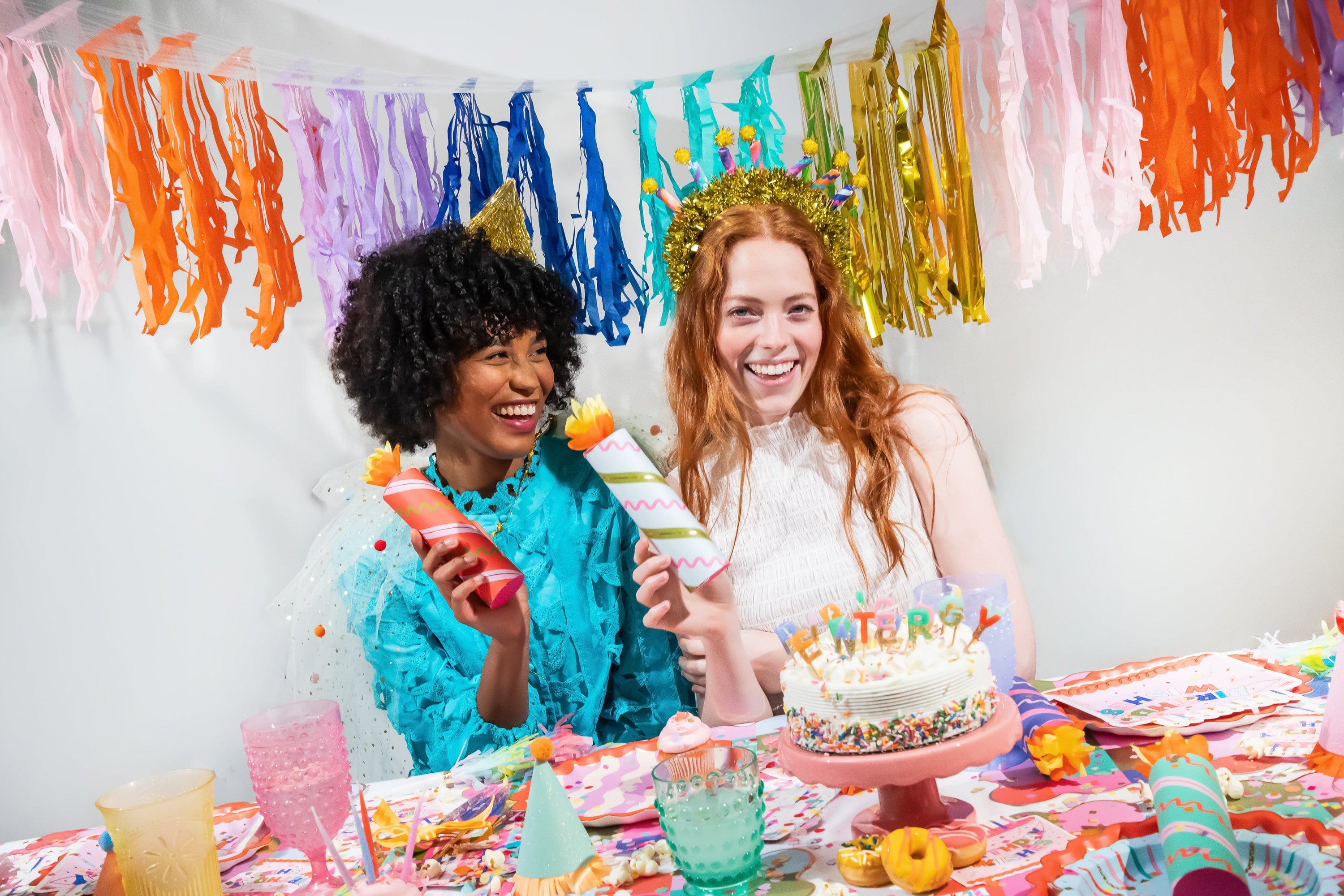 Multicolor Fringe Canopy Banners (set of 2)