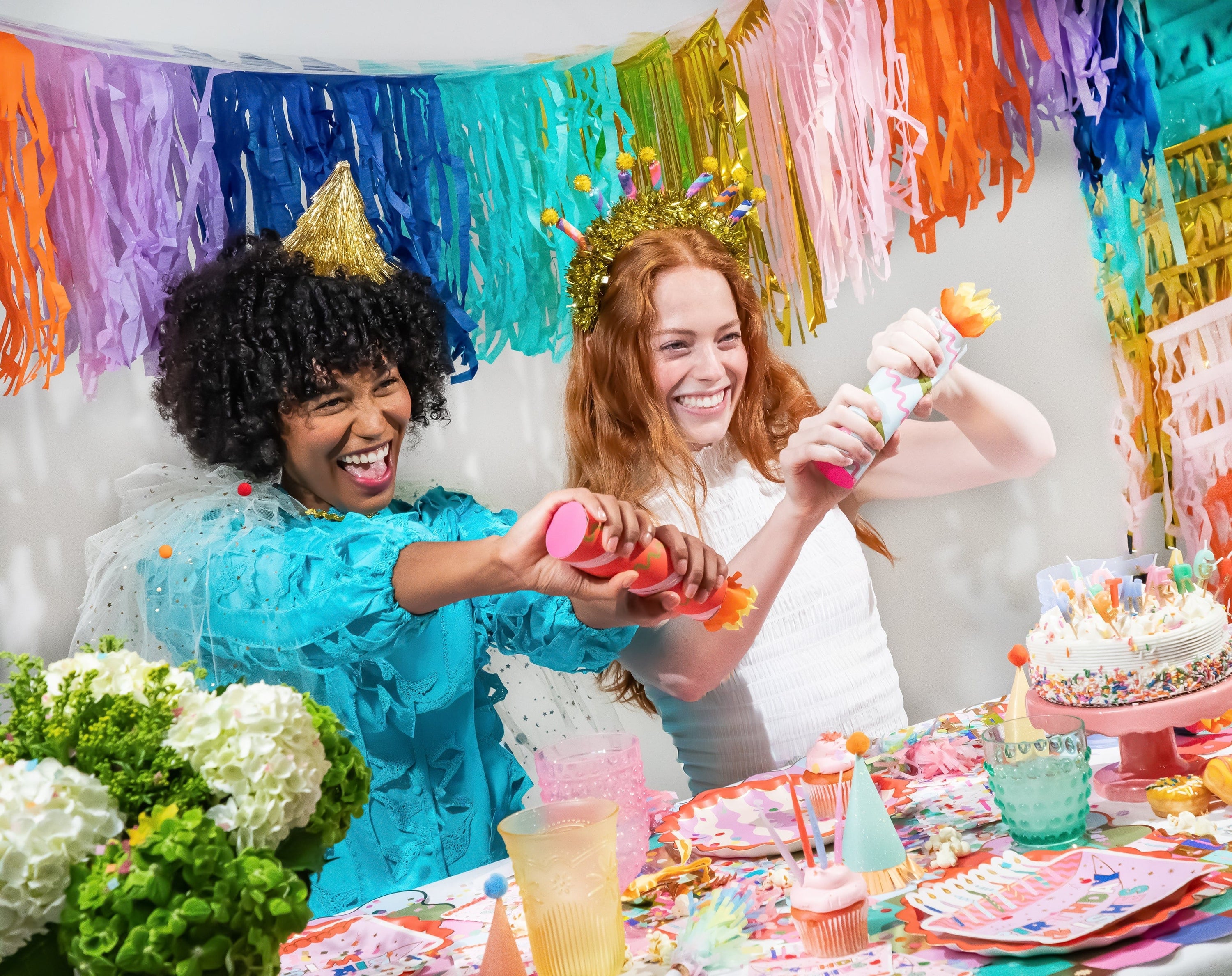 Multicolor Fringe Canopy Banners (set of 2)