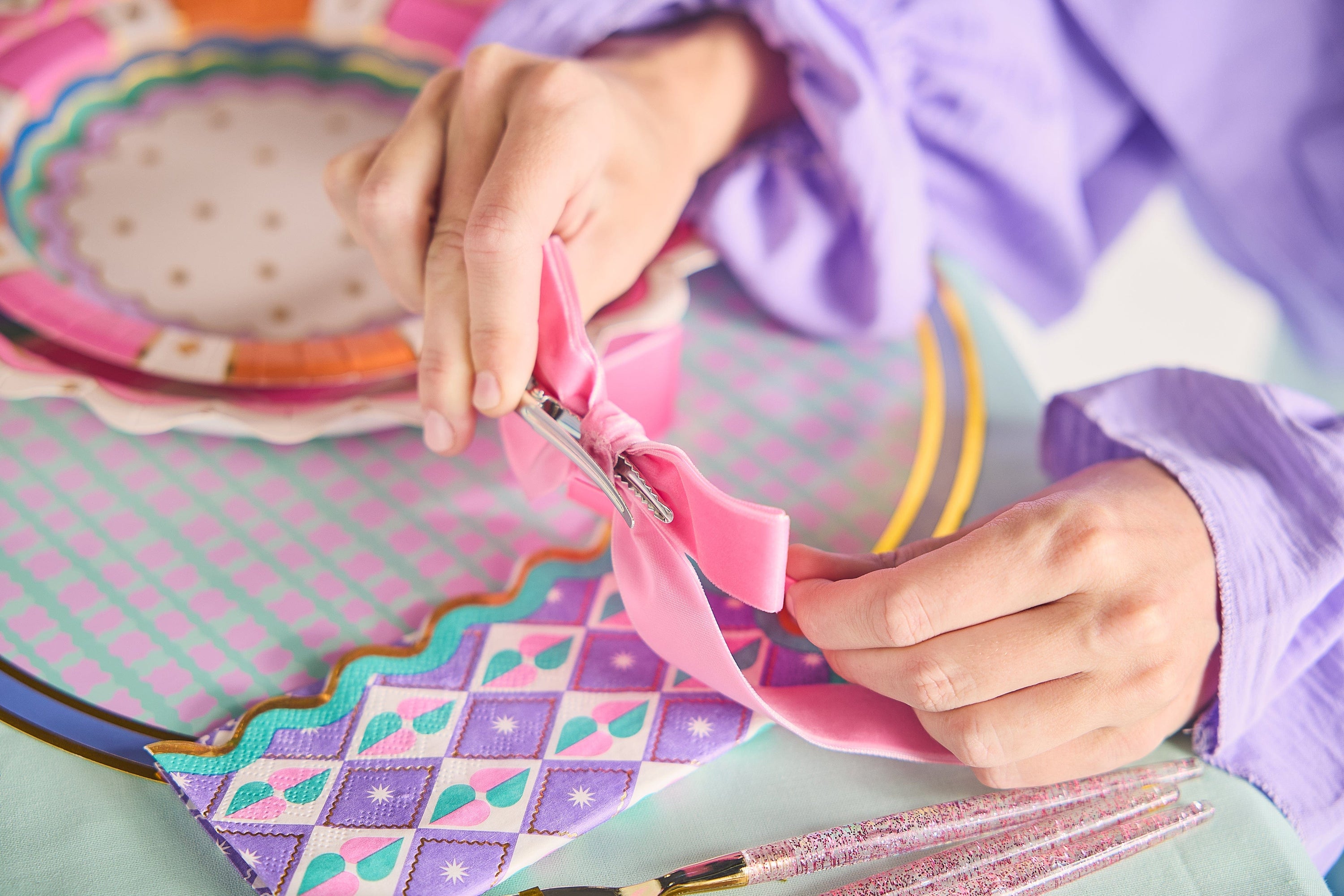 Multicolor Ric Rac Clip-On Bow Set (5 count)