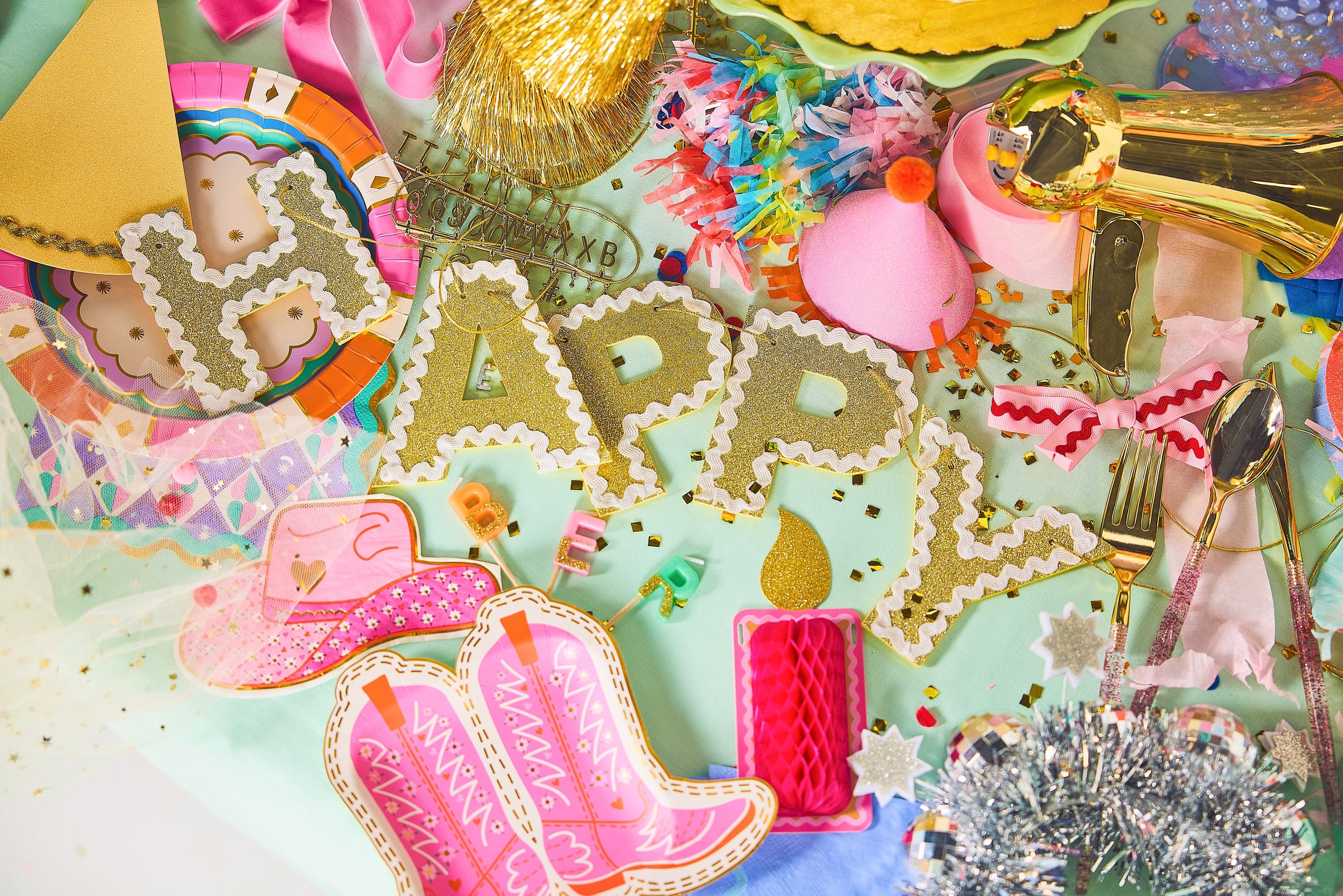 Happy Birthday Gold Shimmer Banner (Reusable Garland)