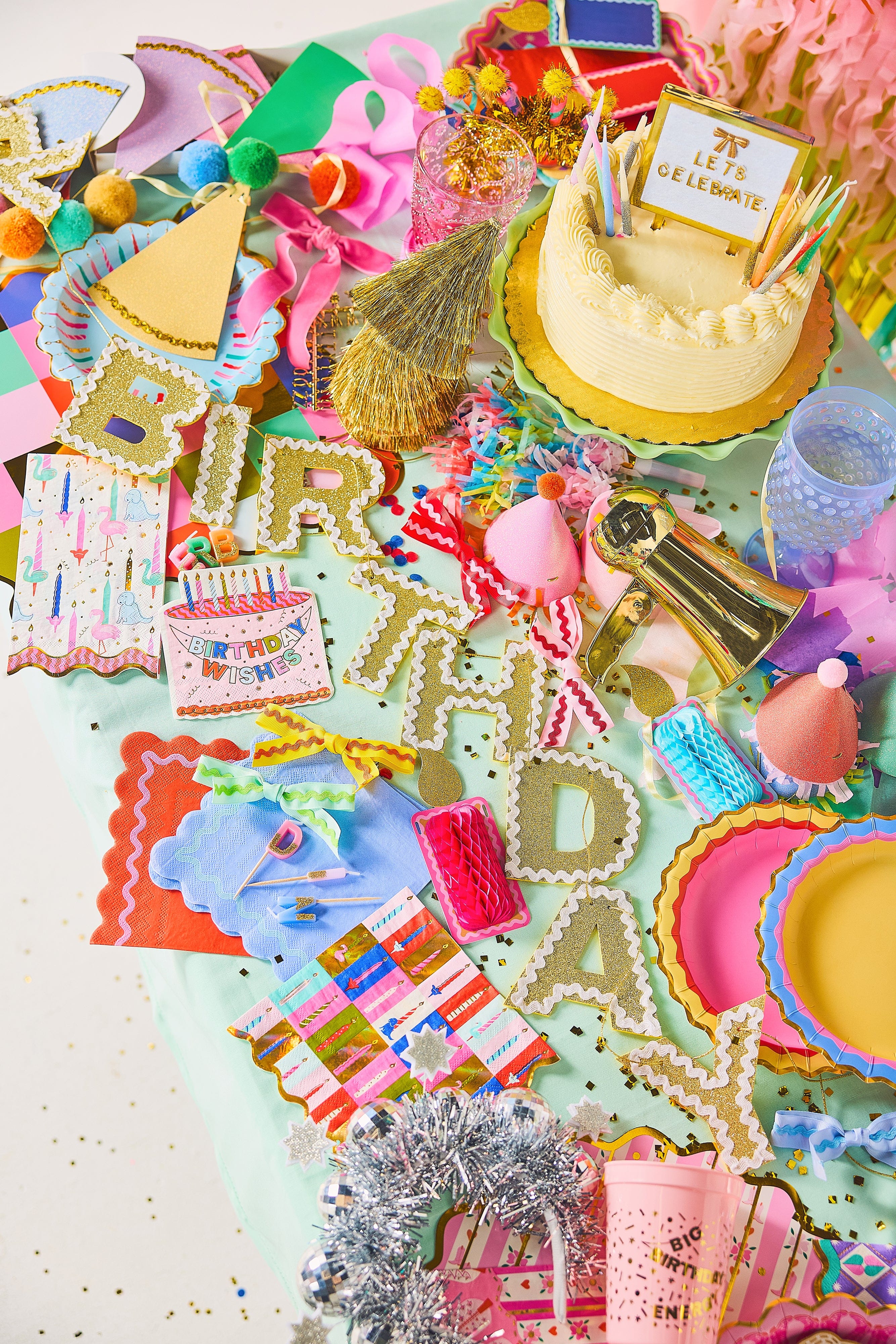 Happy Birthday Gold Shimmer Banner (Reusable Garland)