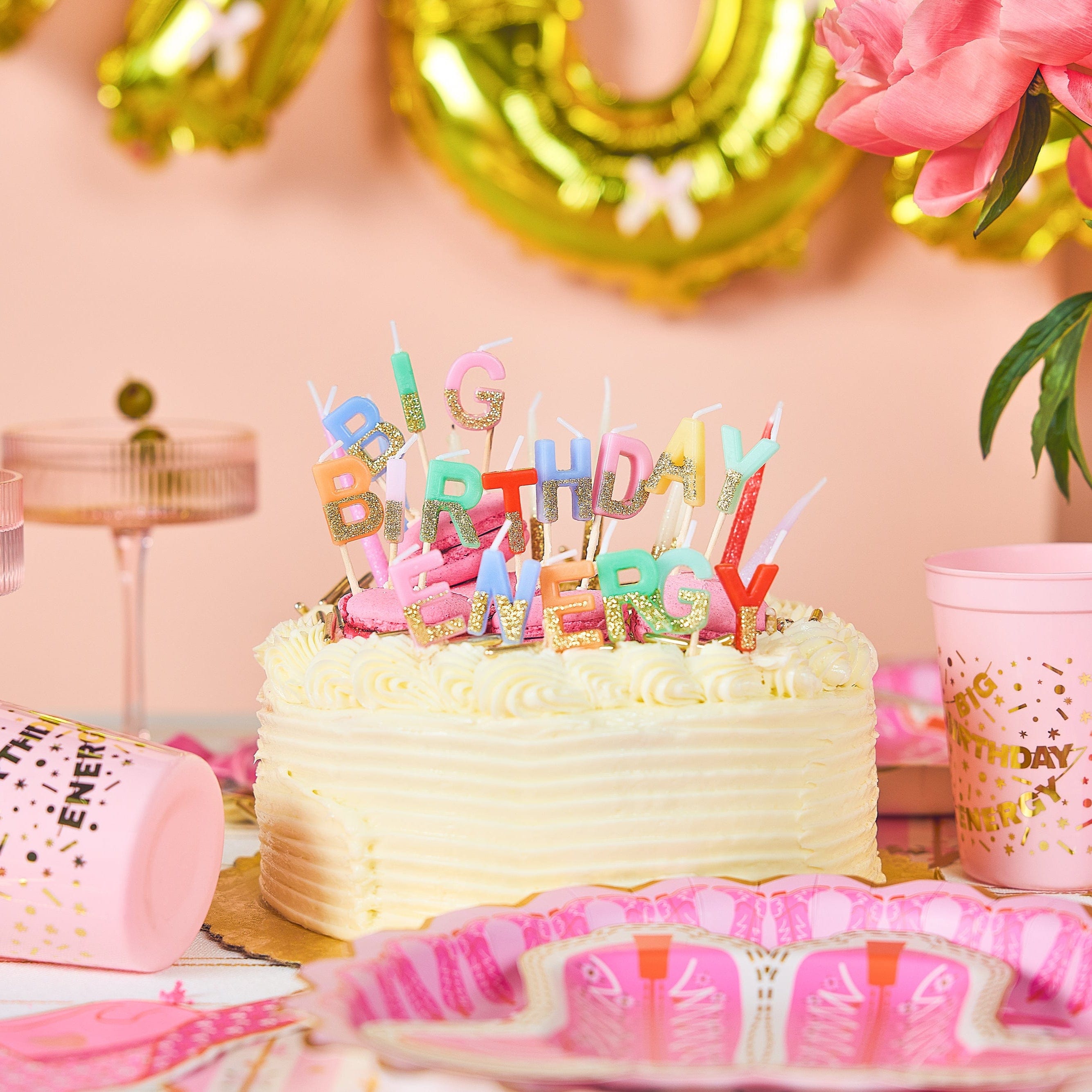 Big Birthday Energy Glitter Birthday Candle Set