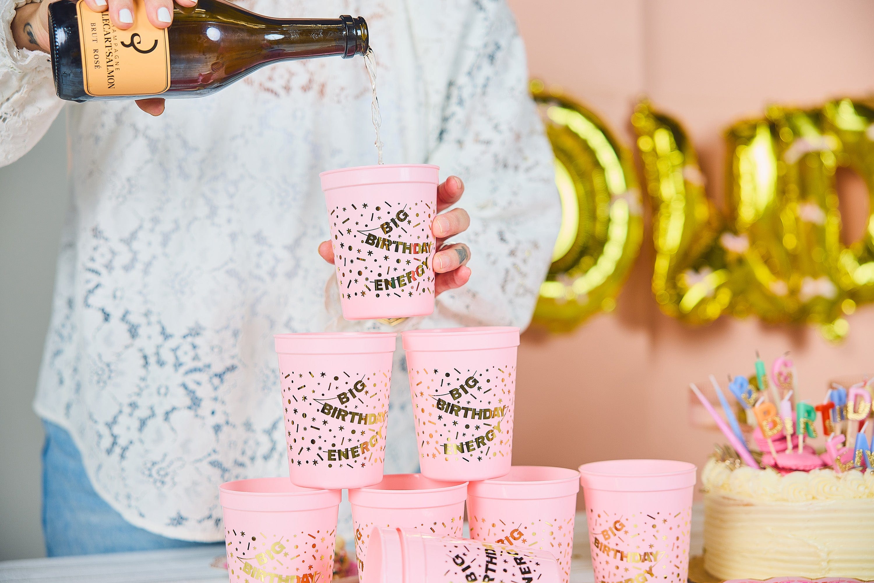 Big Birthday Energy Reusable Party Cups (set of 8)