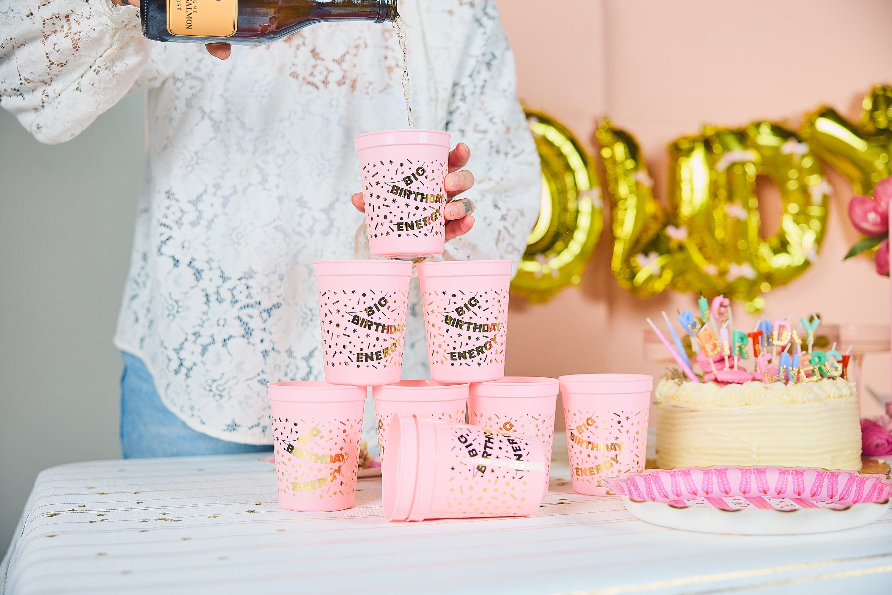 Big Birthday Energy Reusable Party Cups (set of 8)