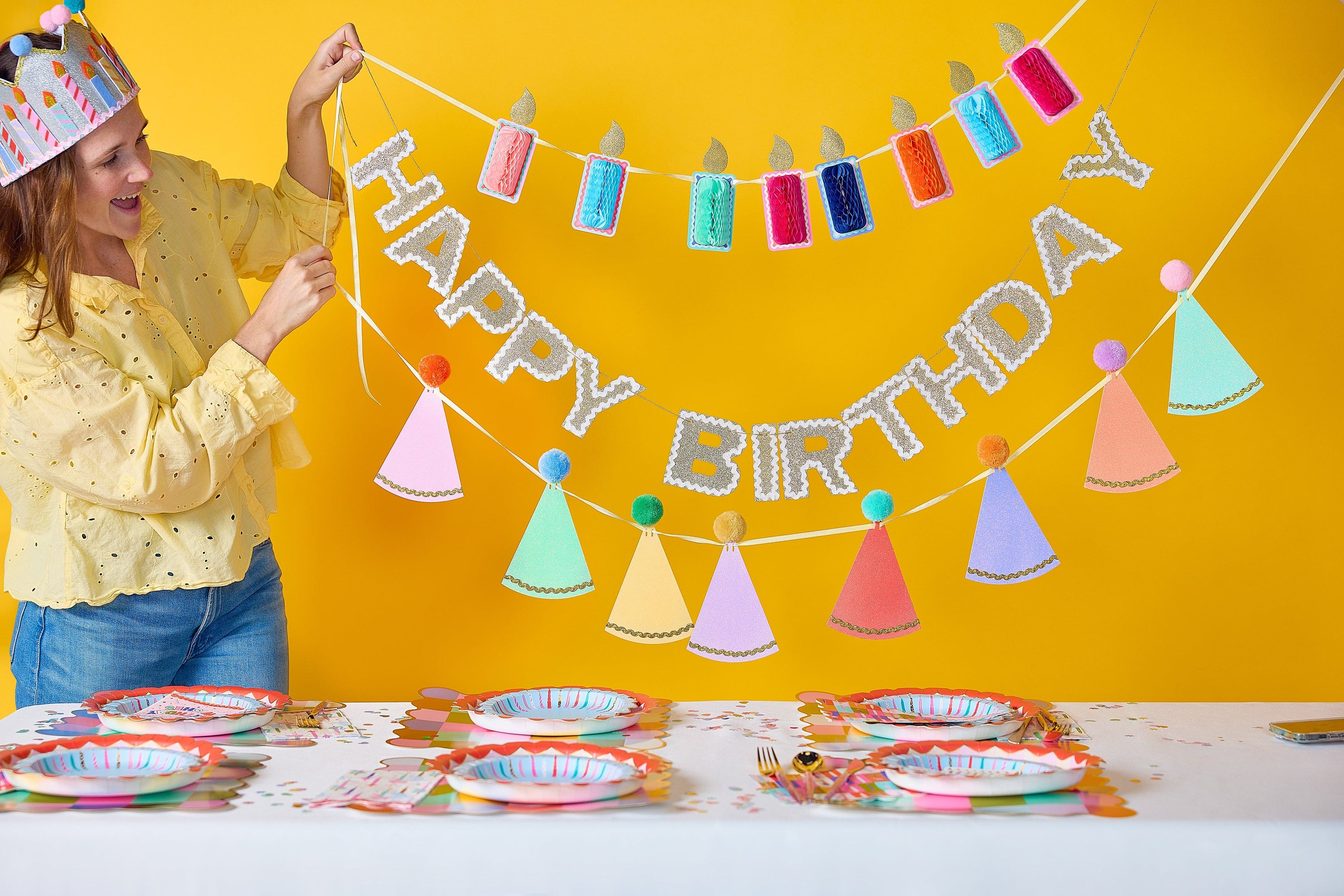 Honeycomb Birthday Candle Banner