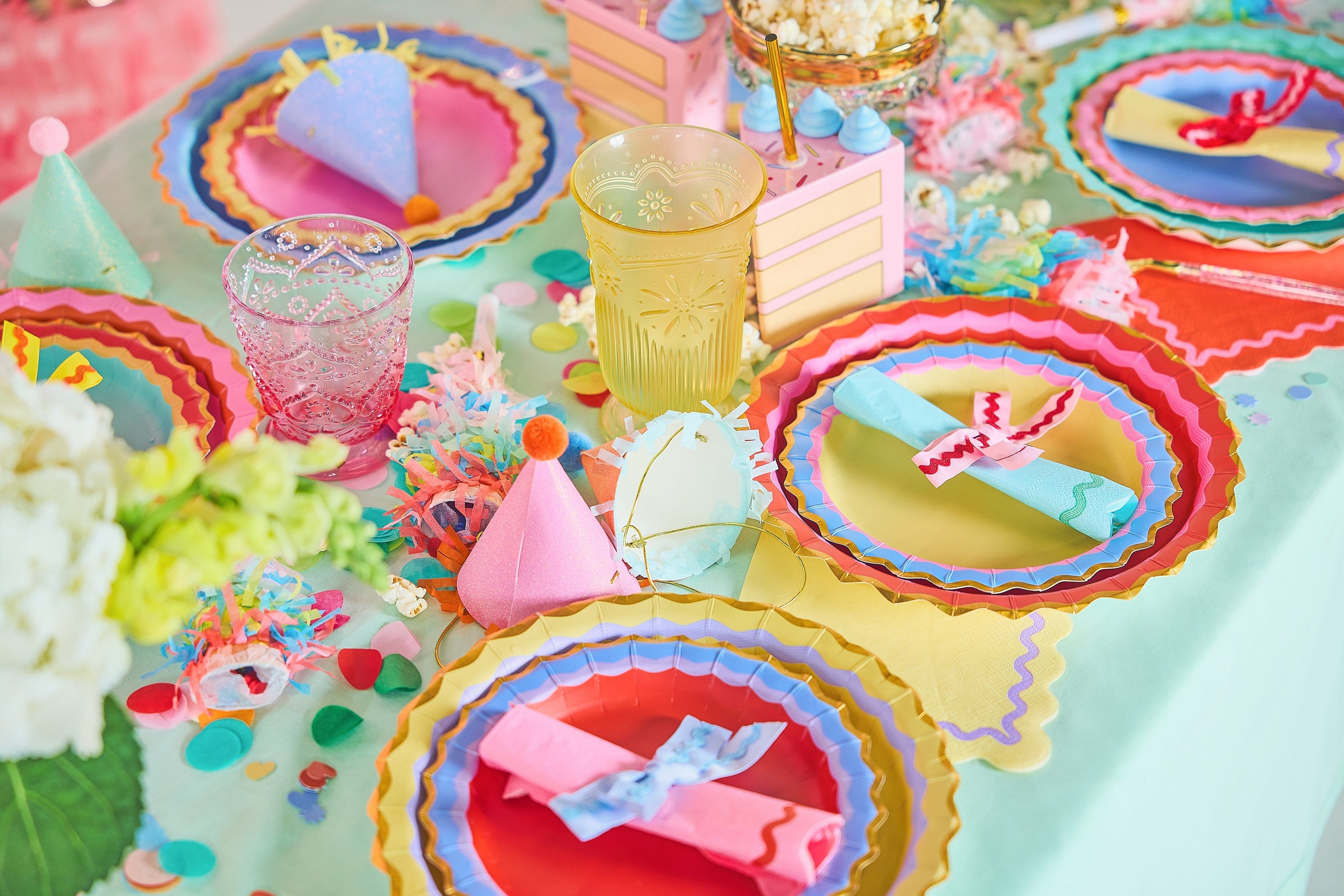 Rainbow Ric Rac Assorted Dinner Plates (10 count)