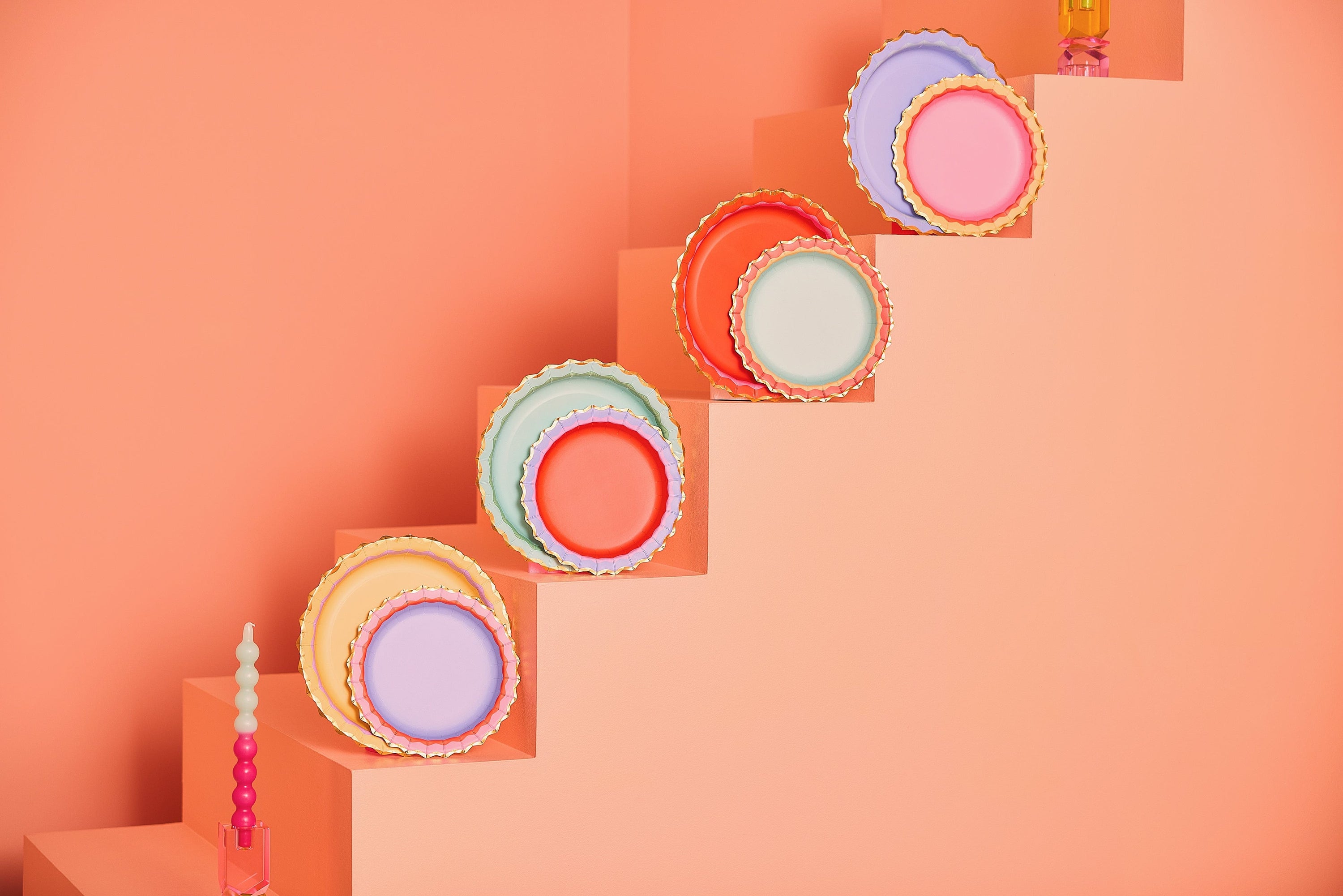 Rainbow Ric Rac Assorted Dinner Plates (10 count)