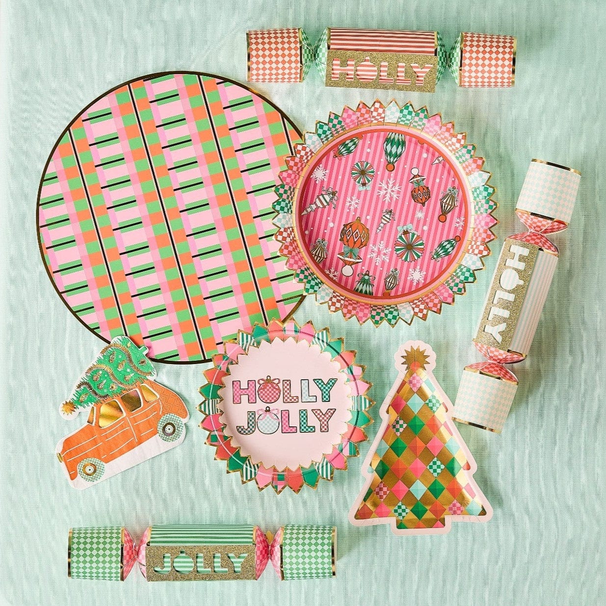 Holly Jolly Christmas Dessert Plates (10 count)