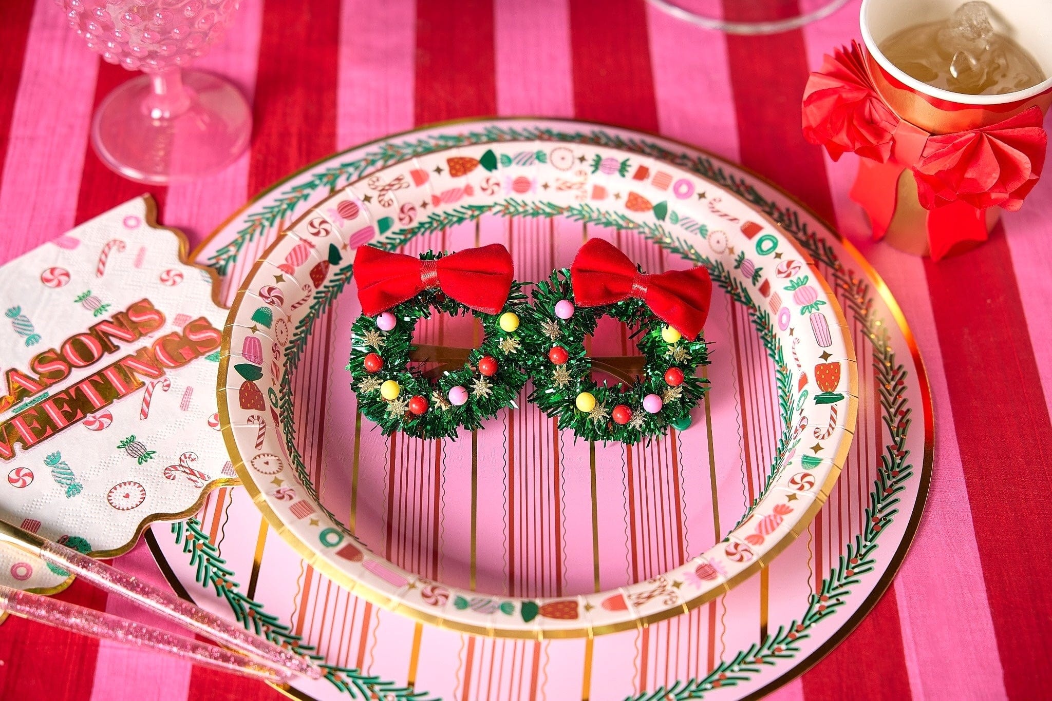 Christmas Wreath Novelty Glasses