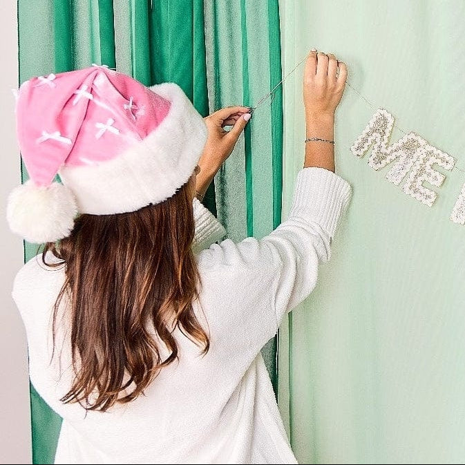 Pink Velvet & Bows Santa Hat