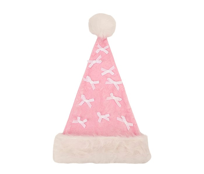 Pink Velvet & Bows Santa Hat