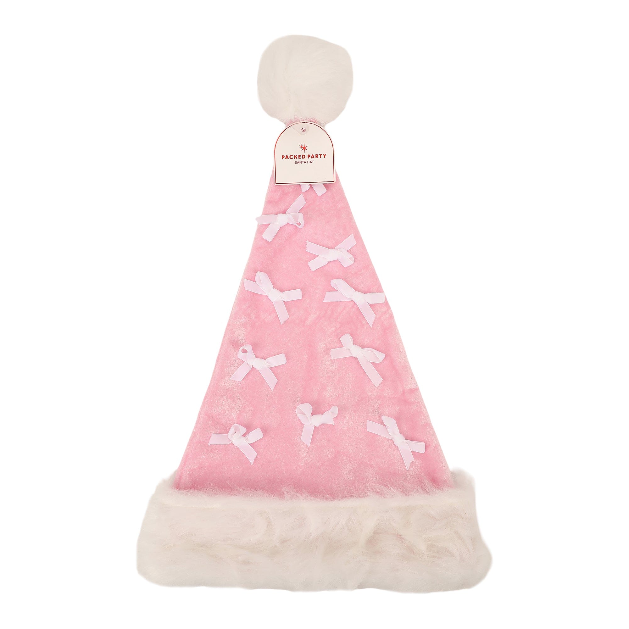 Pink Velvet & Bows Santa Hat