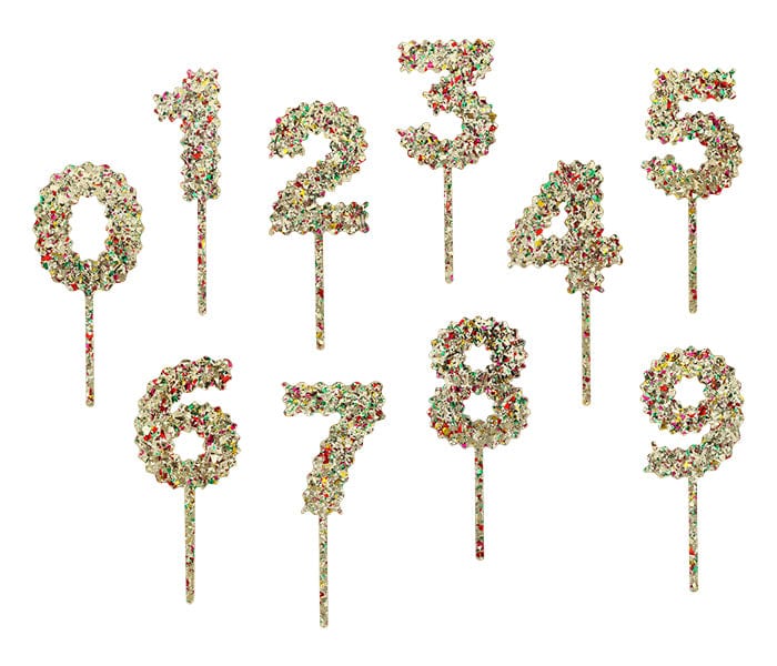 Confetti Number Cake Toppers: 0-9