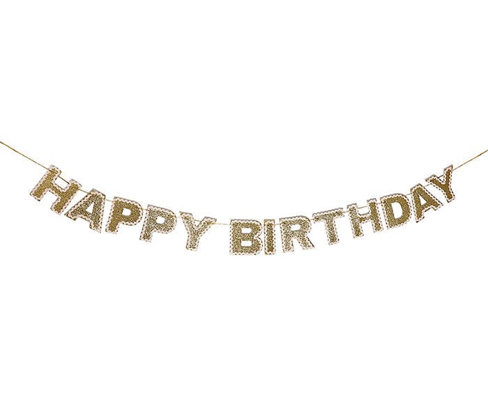 Happy Birthday Gold Shimmer Banner (Reusable Garland)