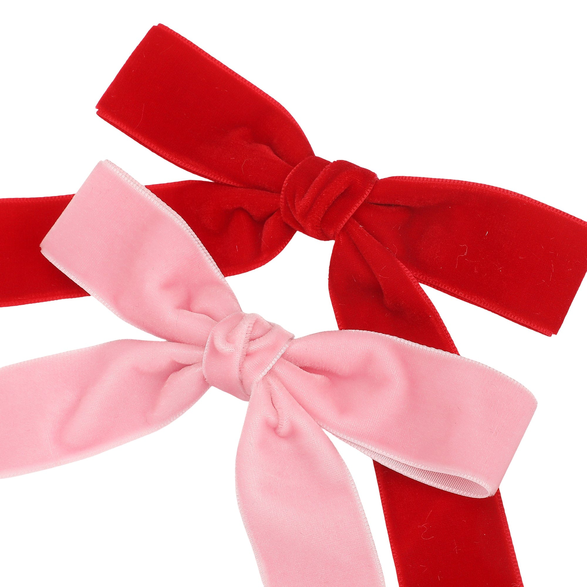 Pink & Red Velvet Clip-on Bow Set (5 count)