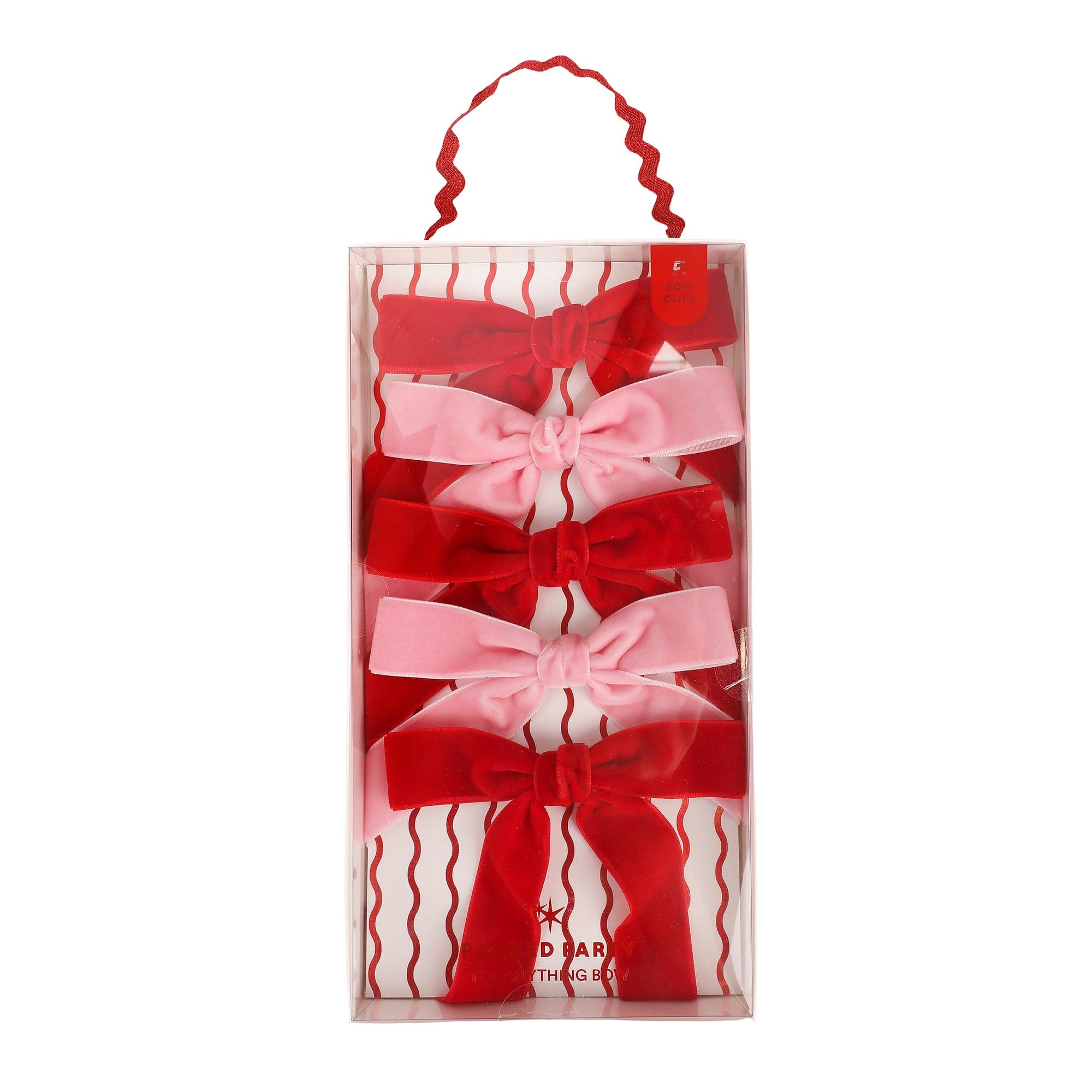 Pink & Red Velvet Clip-on Bow Set (5 count)