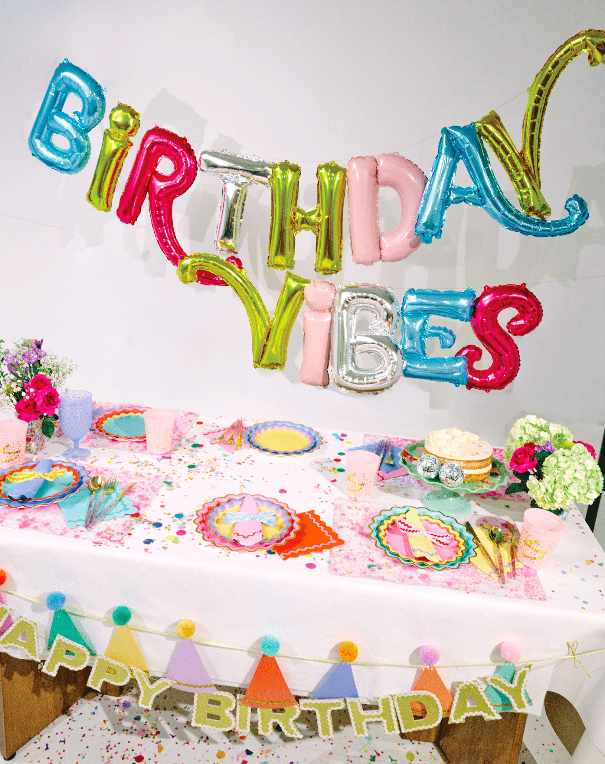Birthday Vibes Multicolor Balloon Banner