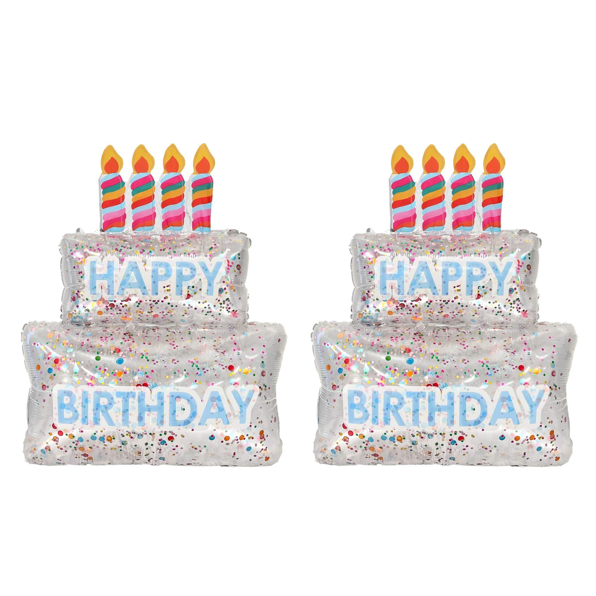 Confetti Filled Birthday Cake Balloons (Set of 2)
