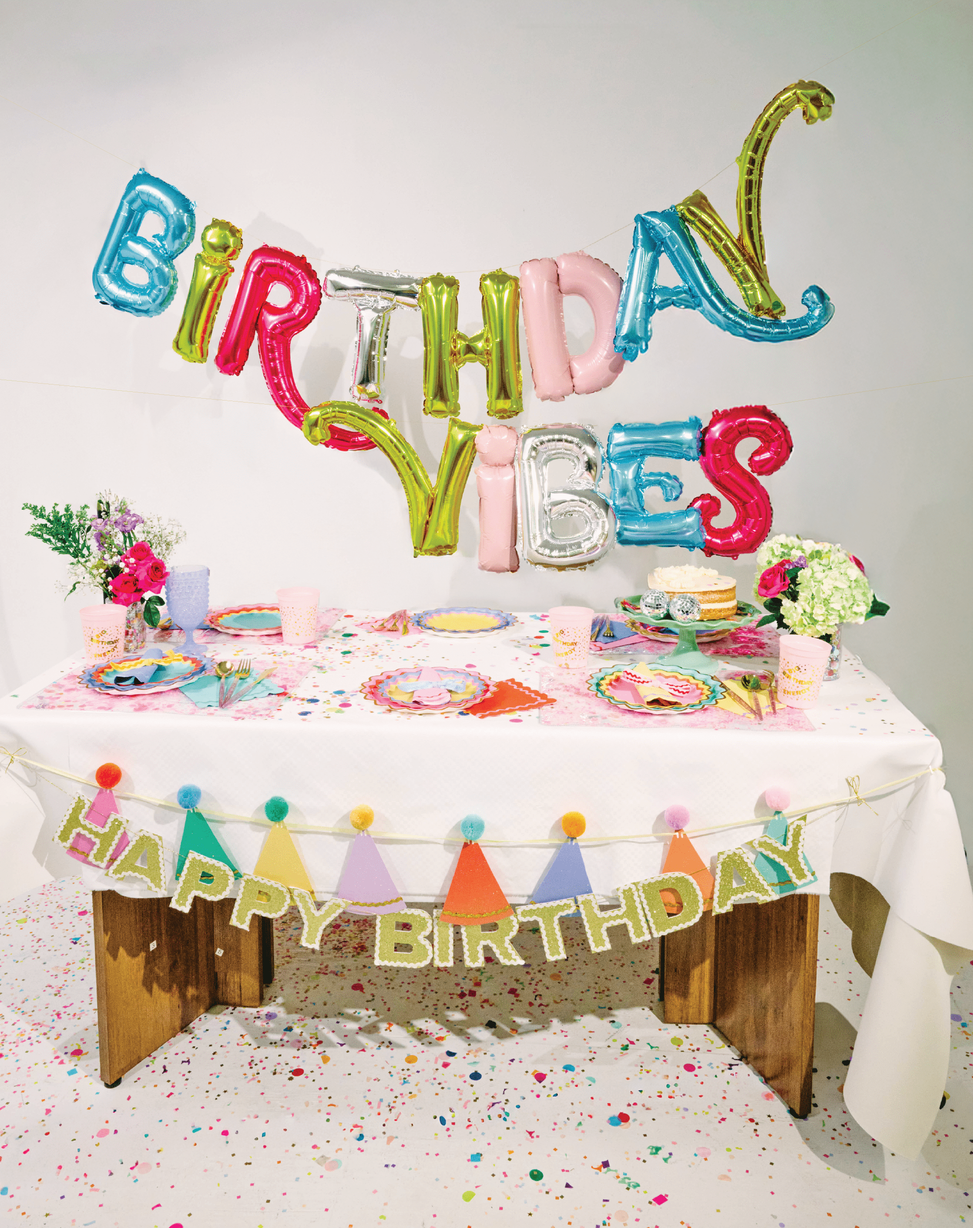 Birthday Vibes Multicolor Balloon Banner