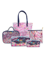 Essentials Confetti Ultimate Travel Bundle with Clear Tote, Pouch, Cosmetic Bag, Vanity and Mini Vanity Bag