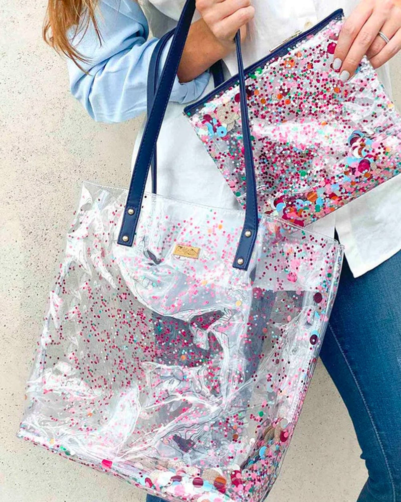 Essentials Confetti Matchy Matchy Clear Tote and Pouch Bundle