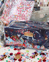 Essentials Confetti Ultimate Travel Bundle with Clear Tote, Pouch, Cosmetic Bag, Vanity and Mini Vanity Bag