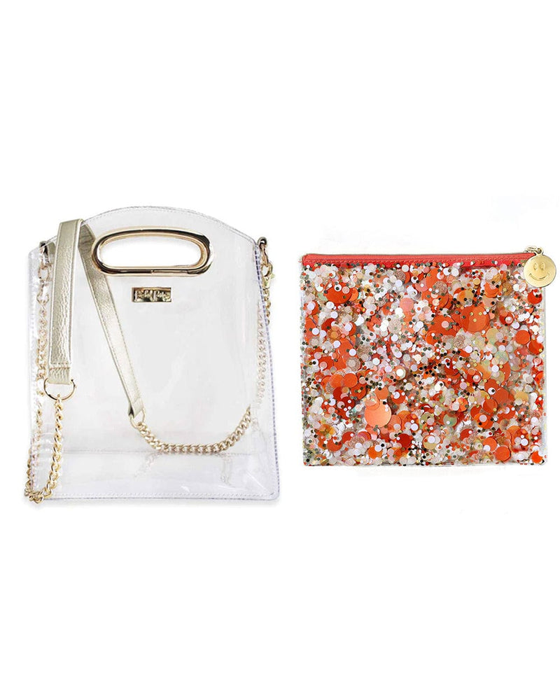 Orange Confetti Pouch & Stadium Bag Set