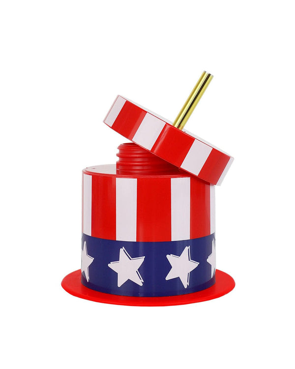 Novelty patriotic cup with gold straw