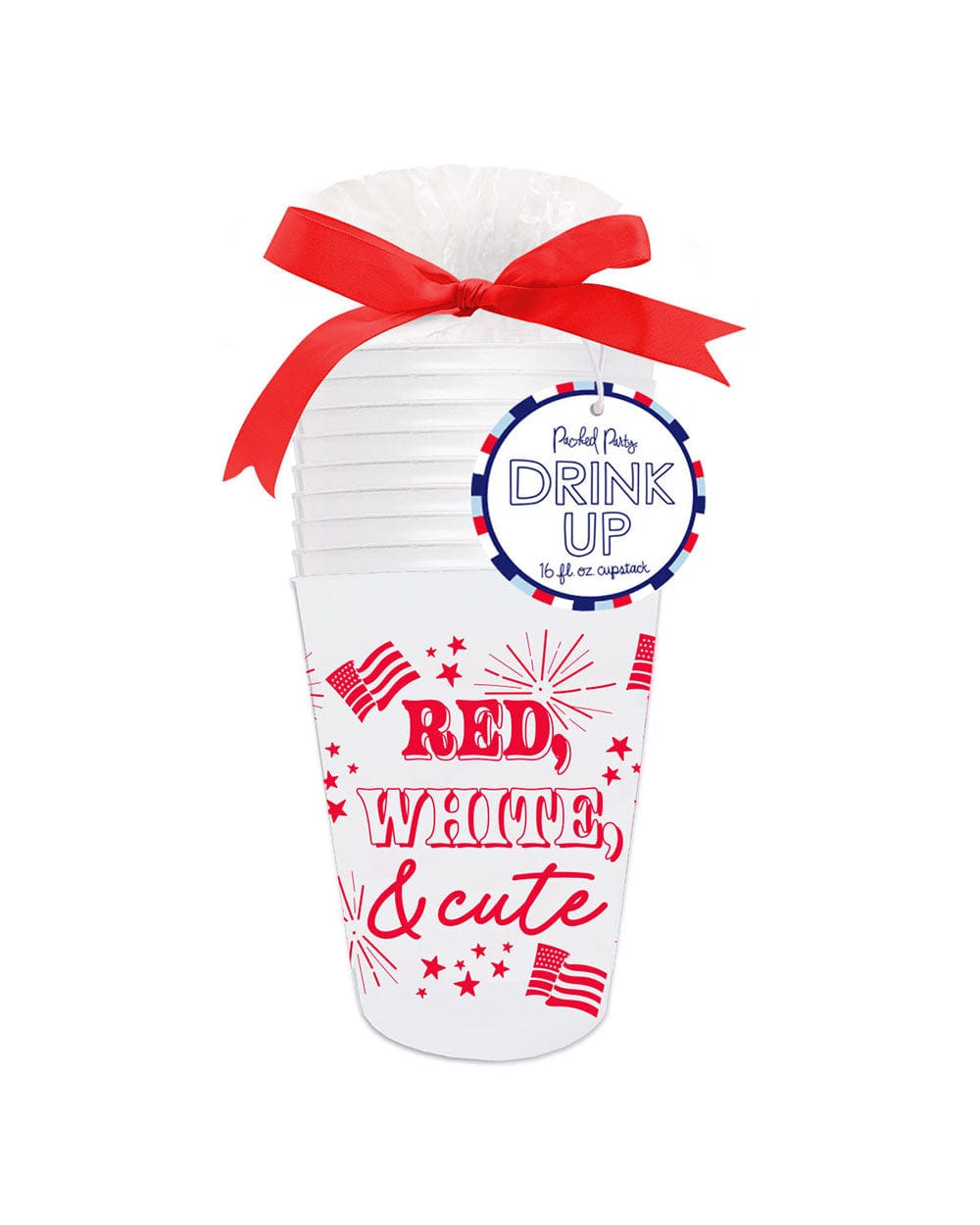 Red, White, & Cute Patriotic Reusable Party Cups (Set of 10)