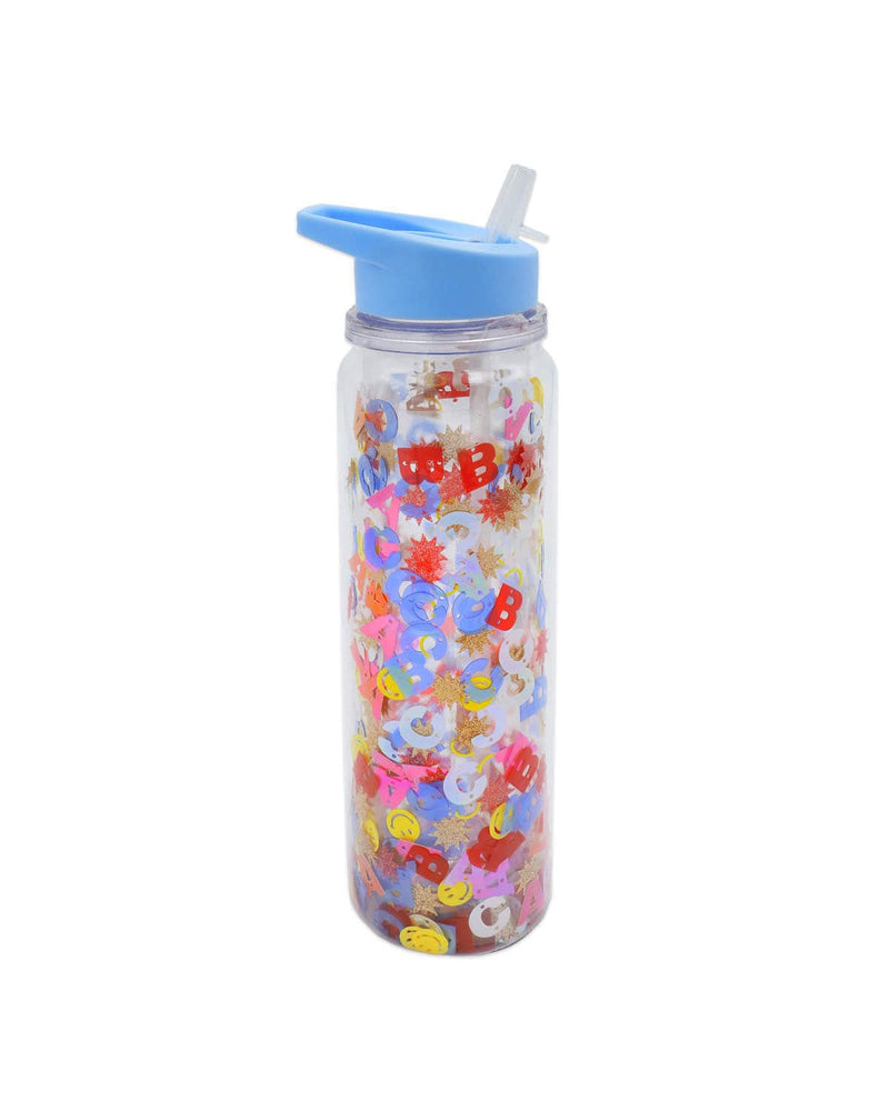 Packed Party Little Letters Confetti Water Bottle with Straw
