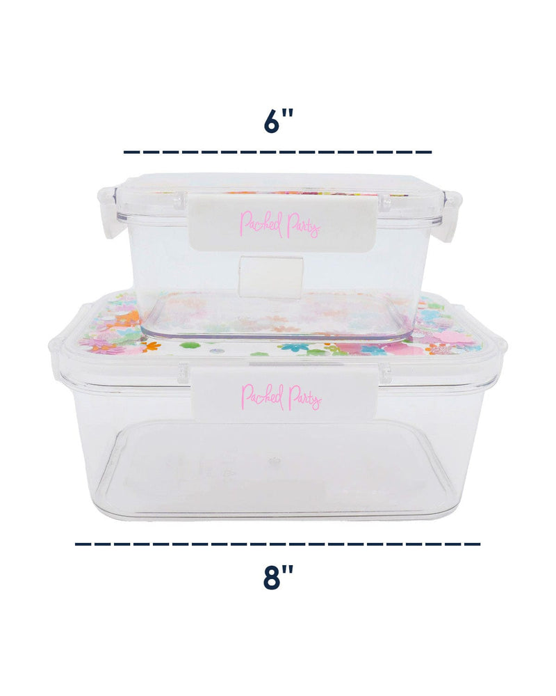 Clear plastic reusable containers for lunch or meal prep.