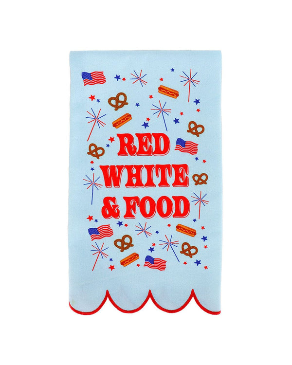 Red, White, & Food Scalloped Reusable Tea Towel