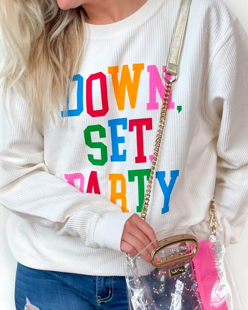 Down Set Party Corded Pullover in Cream
