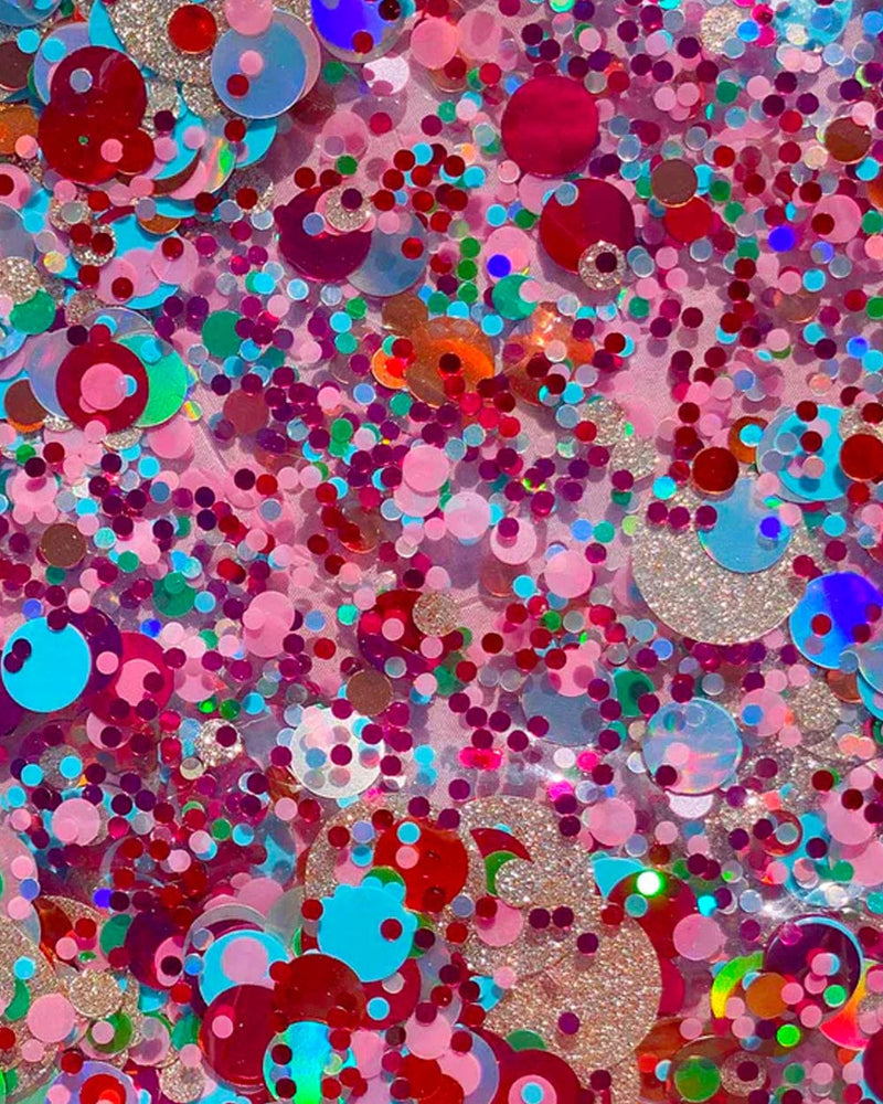 Pink, red, gold, blue, glitter and holographic confetti mix