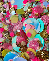 Confetti mix, beach, pink, blue, holographic, gold seashell and glitter