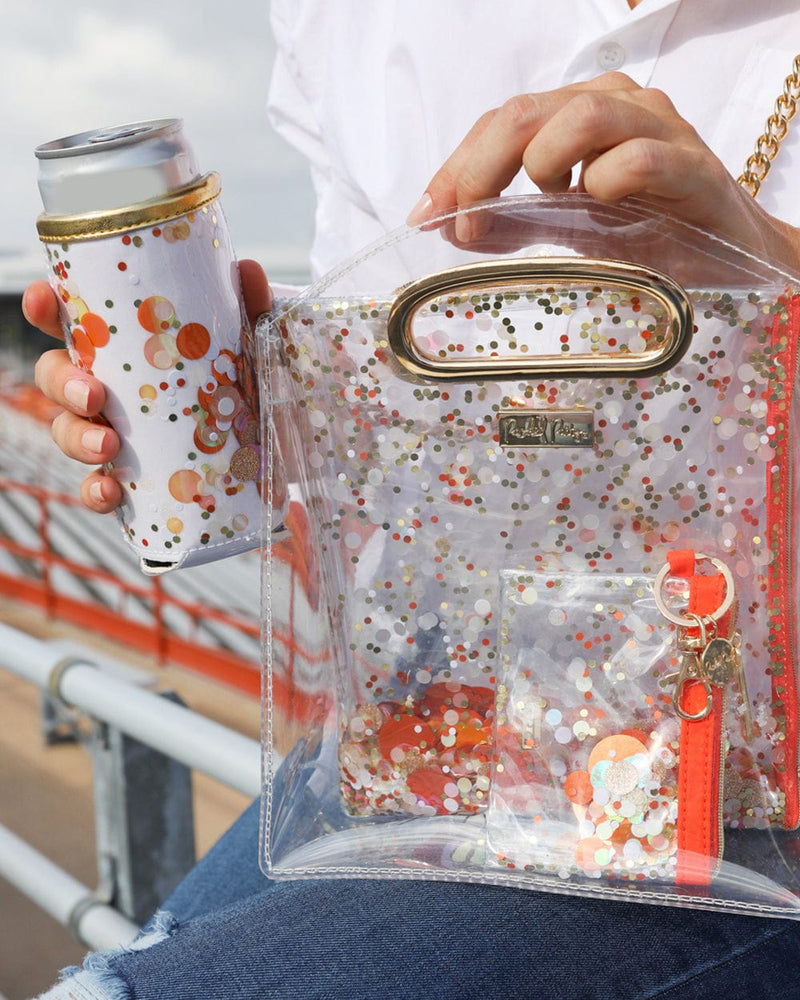 Spirit Squad Orange Burst Confetti Skinny Can Cooler