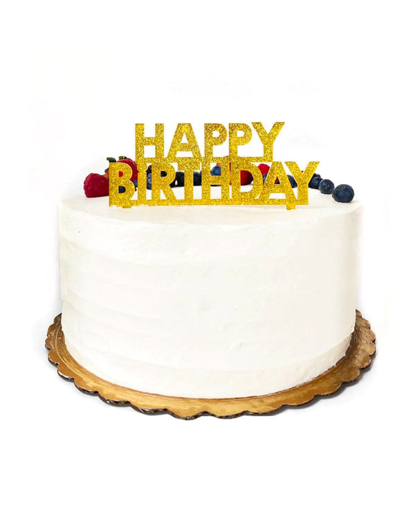 Happy Birthday Gold Glitter Cake Topper
