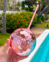 rose gold disco ball shaped cup