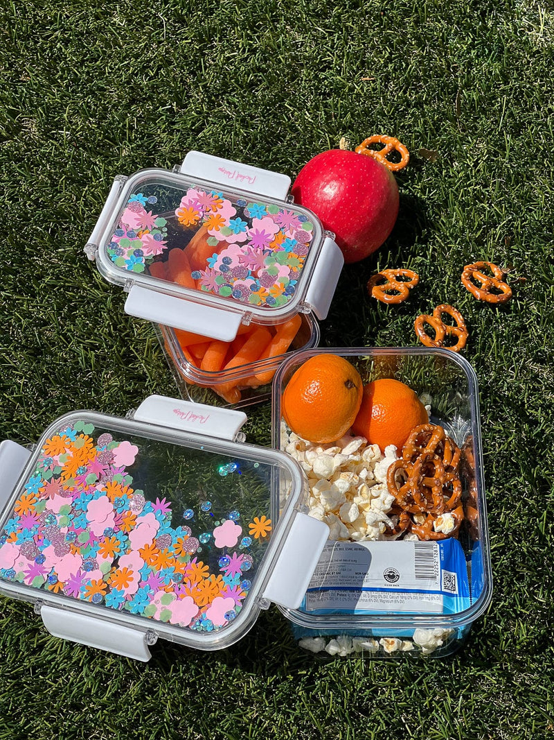 Clear plastic reusable containers for lunch or meal prep.