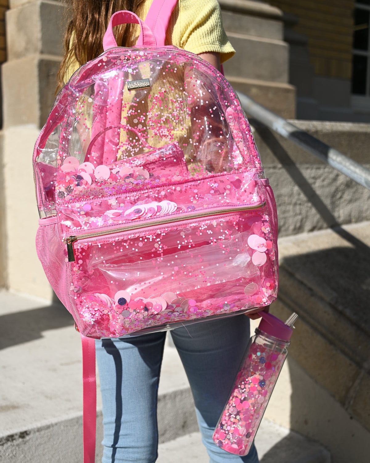 Pink Party Confetti Clear Backpack