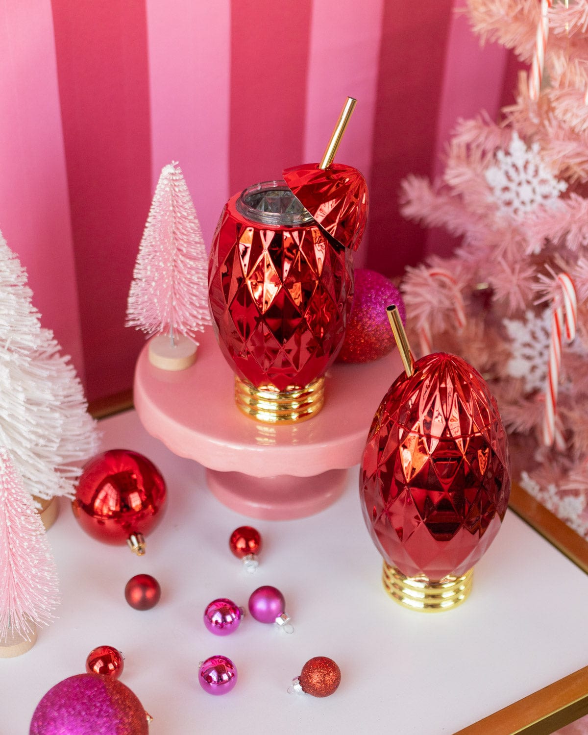 Red Vintage Christmas Light Sipper