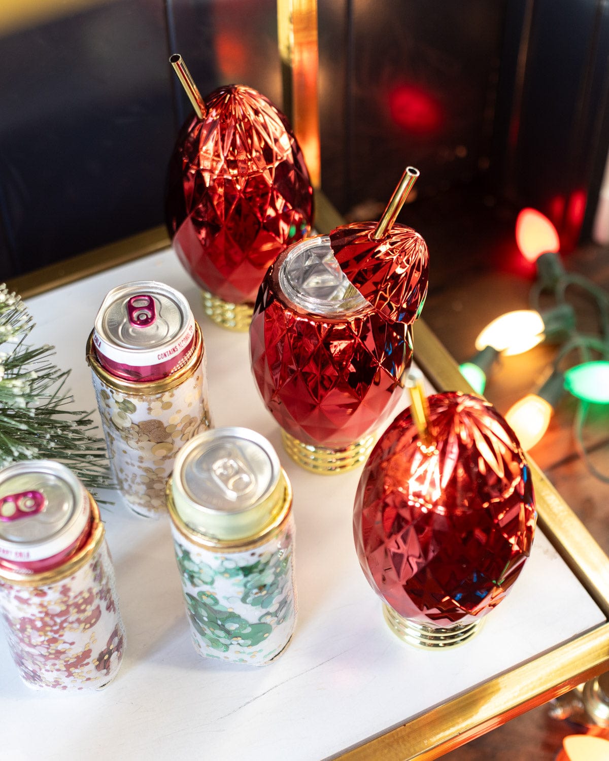 Red Vintage Christmas Light Sipper