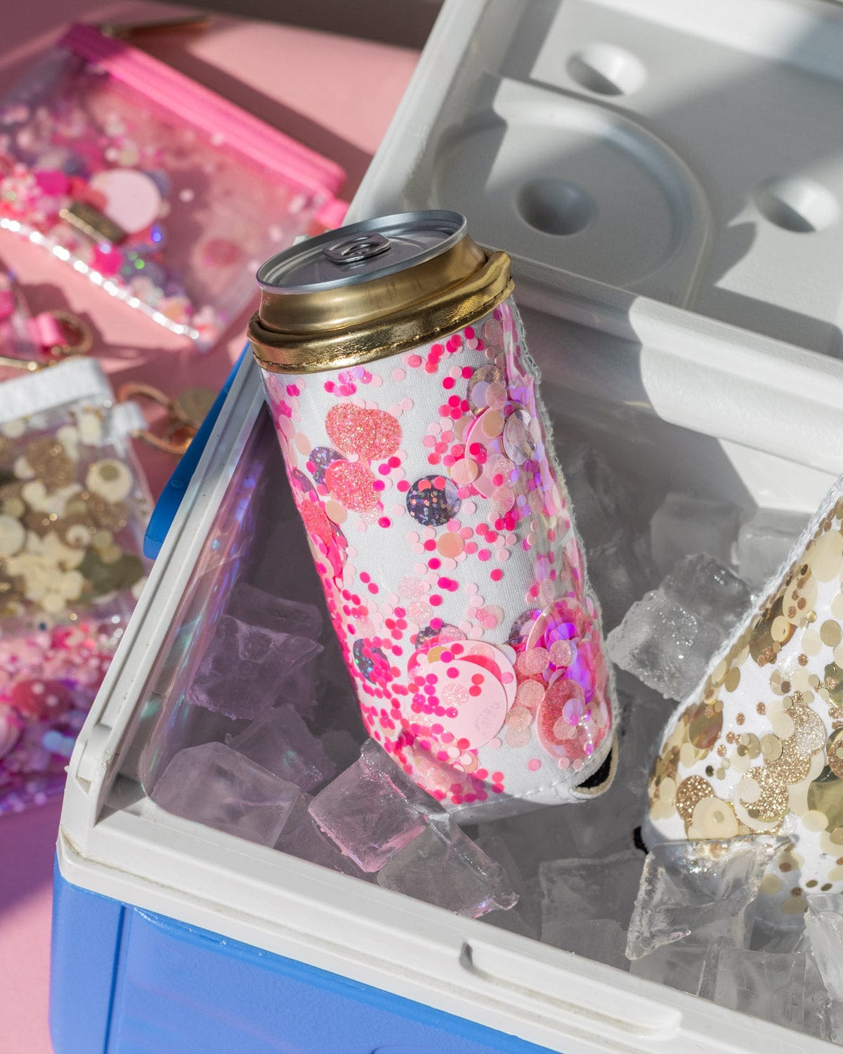 Pink Confetti Skinny Can Drink Sleeve