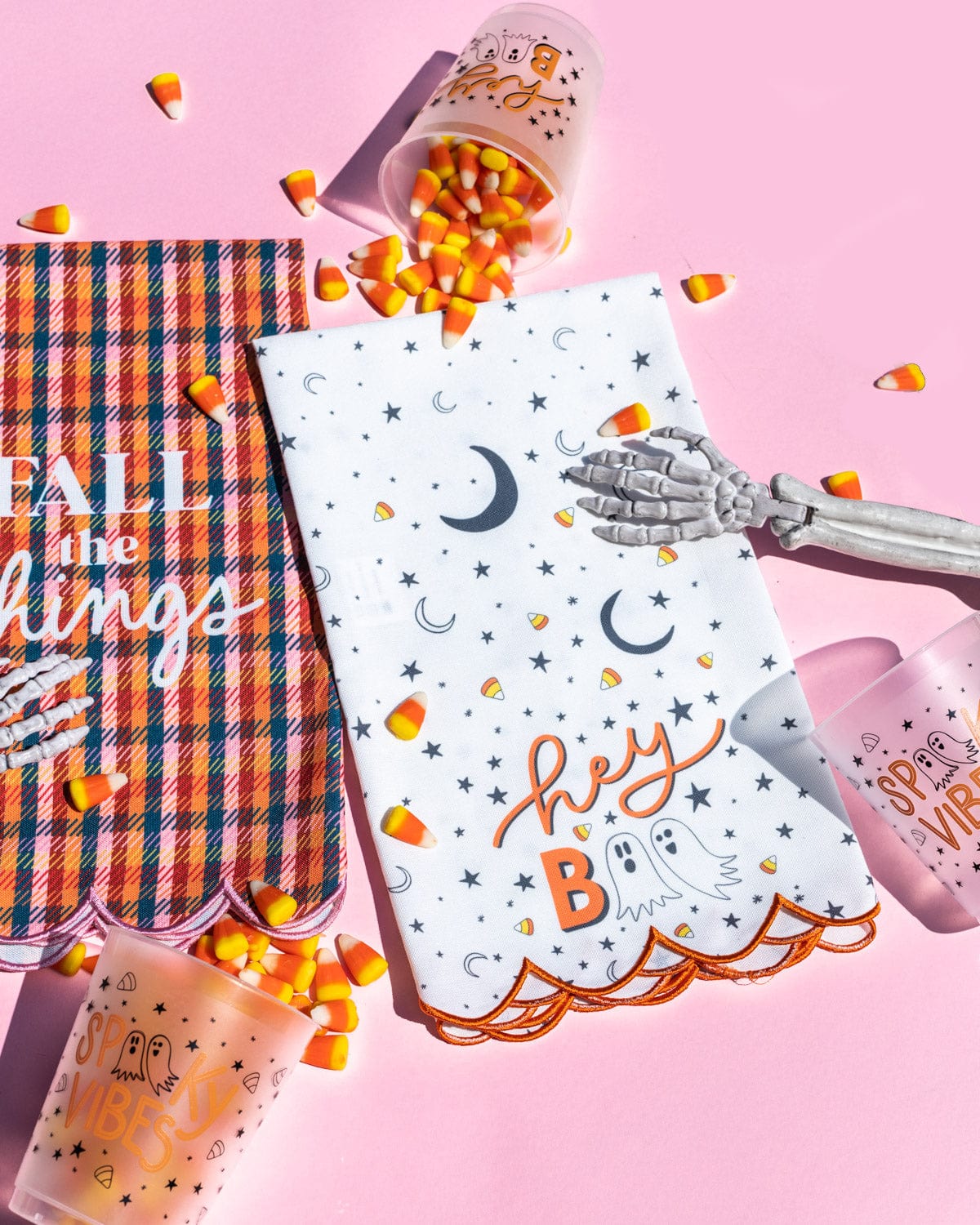 Hey boo spooky ghost, white. moon and stars tea towel. 