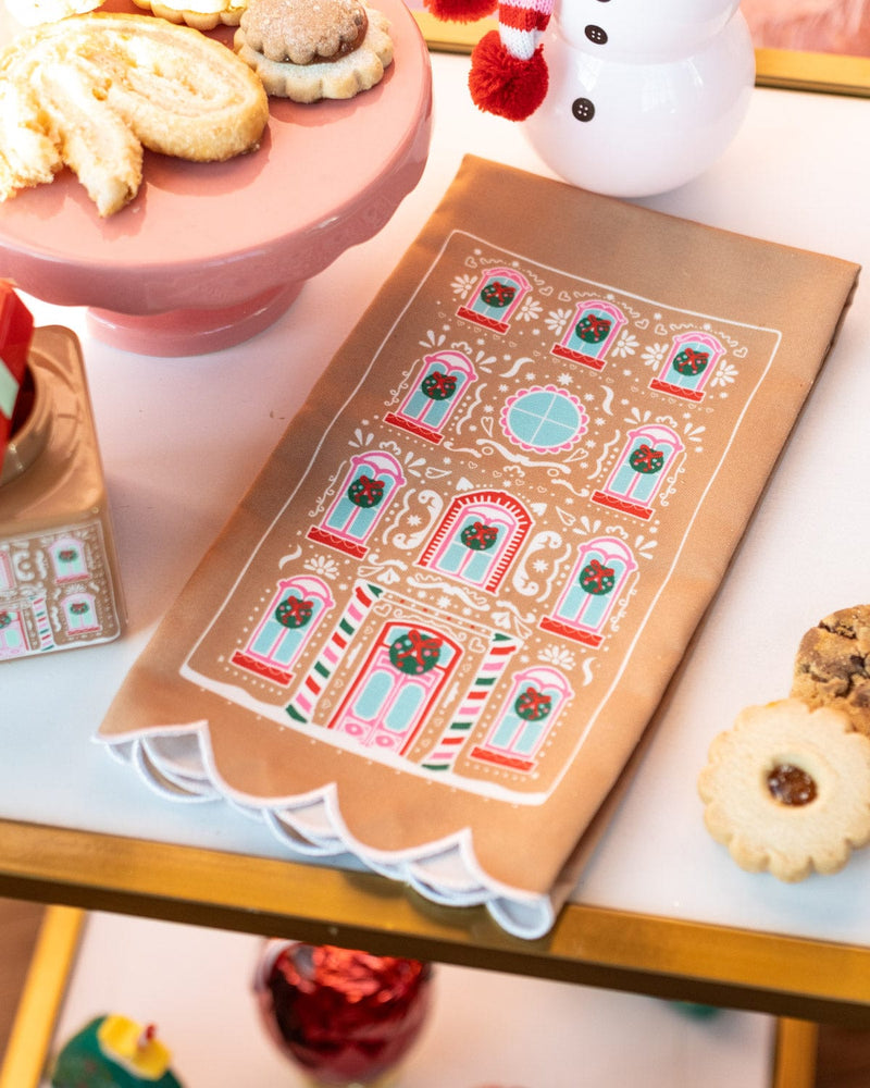Gingerbread House Party Holiday Tea Towel