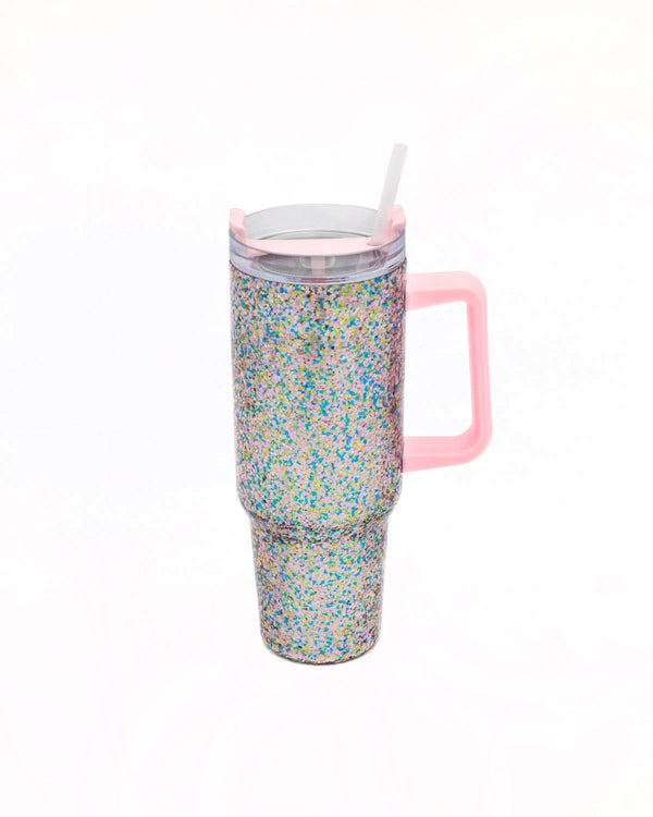 Glitter Party Stainless Steel Insulated Oversized Sipper Tumbler with Straw