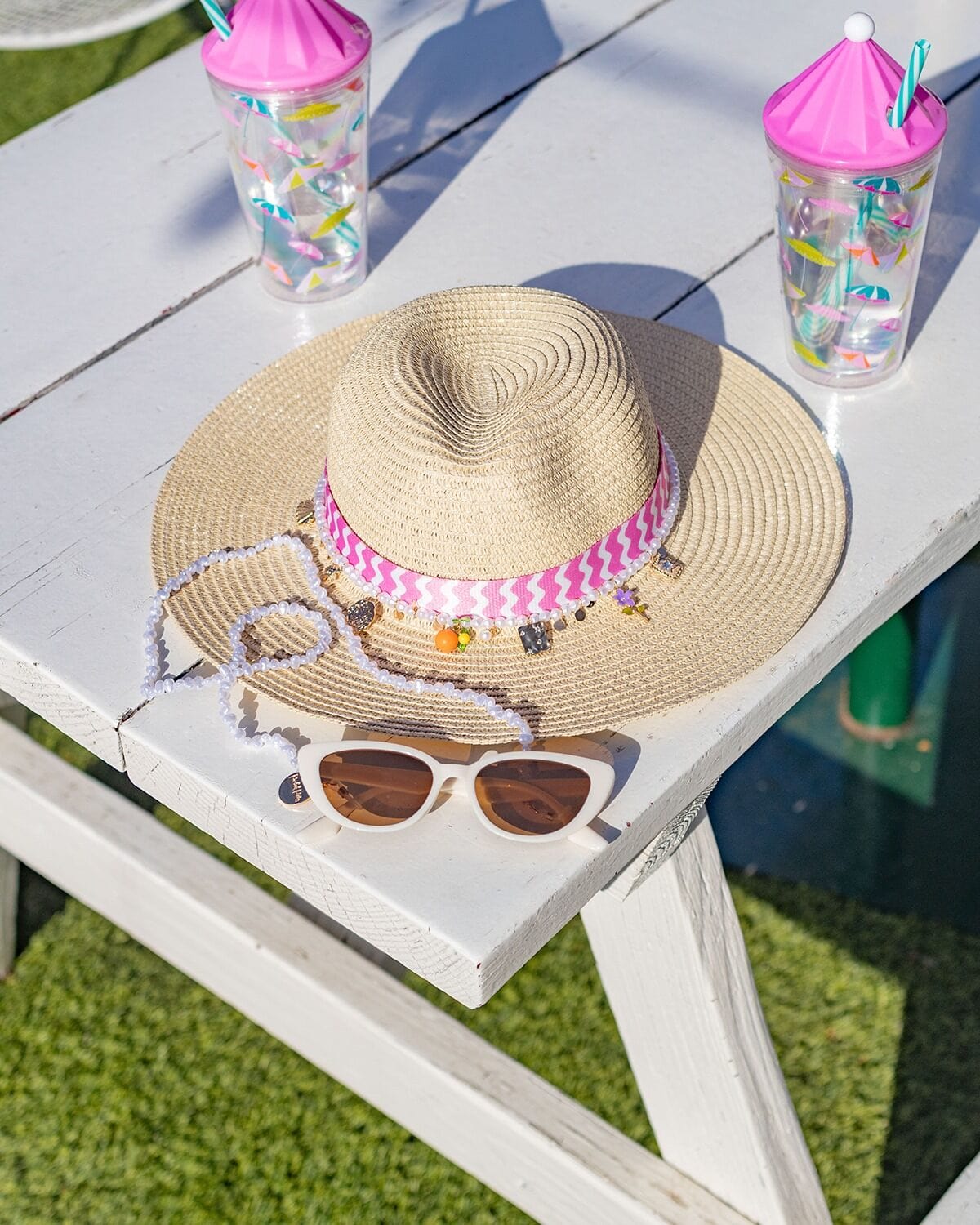 Straw Sun Hat with Charms